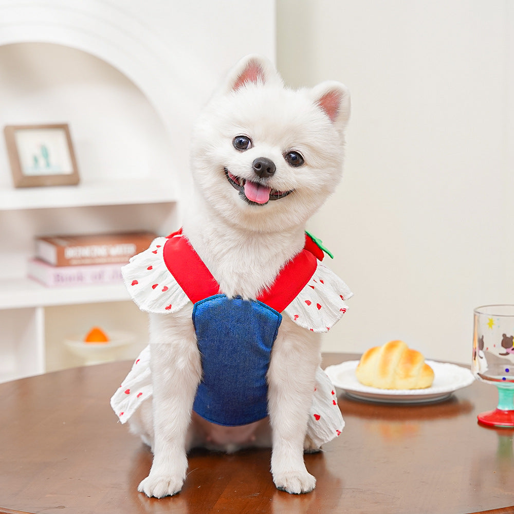 Kırmızı Askılı Yazlık Kot Elbise